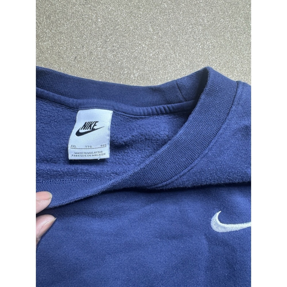 VTG 90s Nike Sweatshirt XxL Large‎ Crewneck Navy Embroidered Swoosh Made in USA - Picture 5 of 7